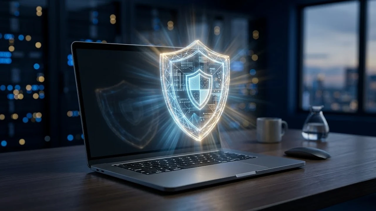 Laptop z holograficzną tarczą ochronną – wybór antywirusa