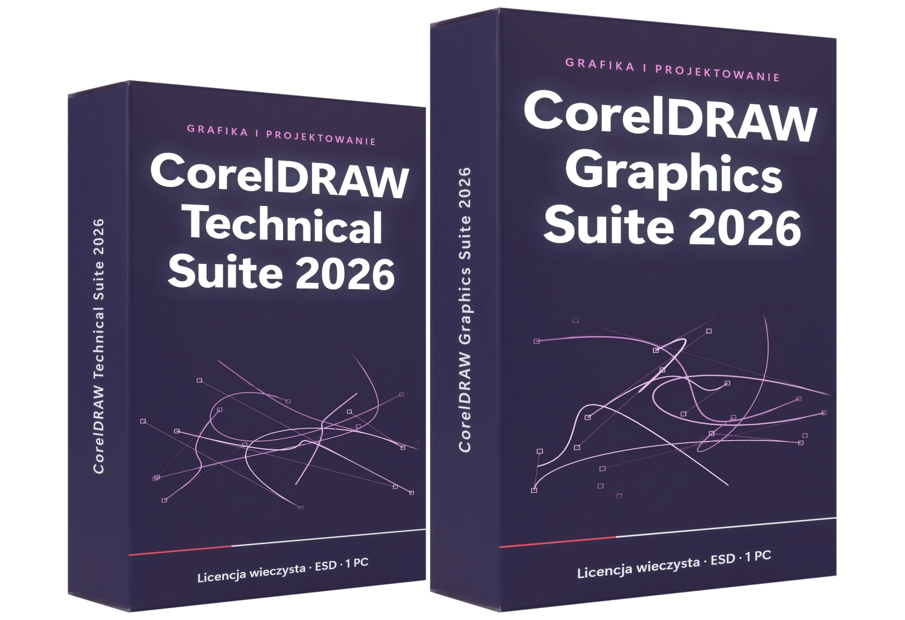 CorelDRAW Graphics Suite 2026 i CorelDRAW Technical Suite 2026 w pudełkach